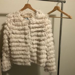 She + Sky White Shaggy Jacket
